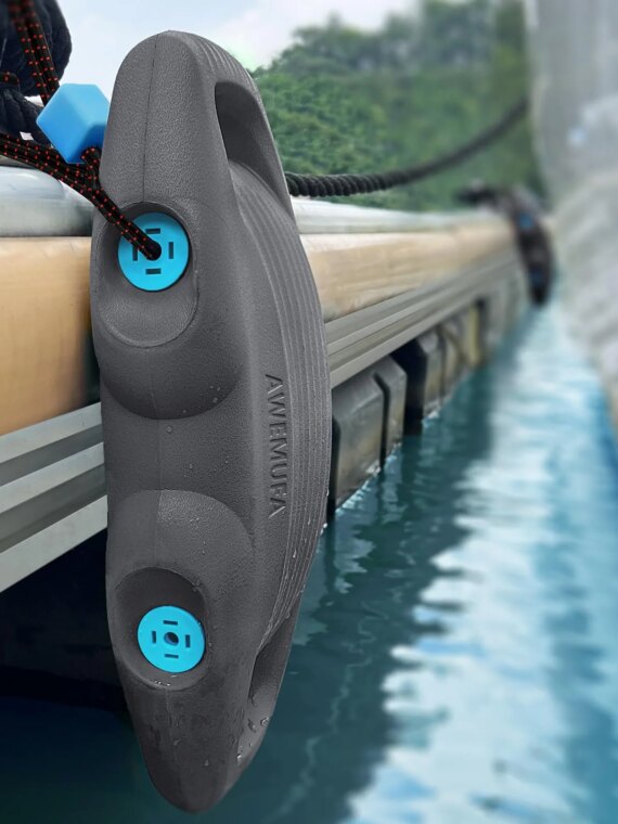 AWEMUFA Boat Fenders 2 Pack, Easy Install, Durable EVA, Secure Locking, 17.12"x8.27", Ideal for Yachts & Pontoon Boats