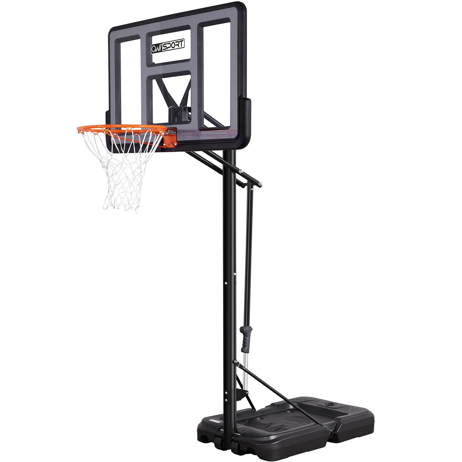 AWII SPORT Portable Basketball Hoop, Adjustable 4.8-10FT, Shatterproof 44" Backboard, Outdoor Use