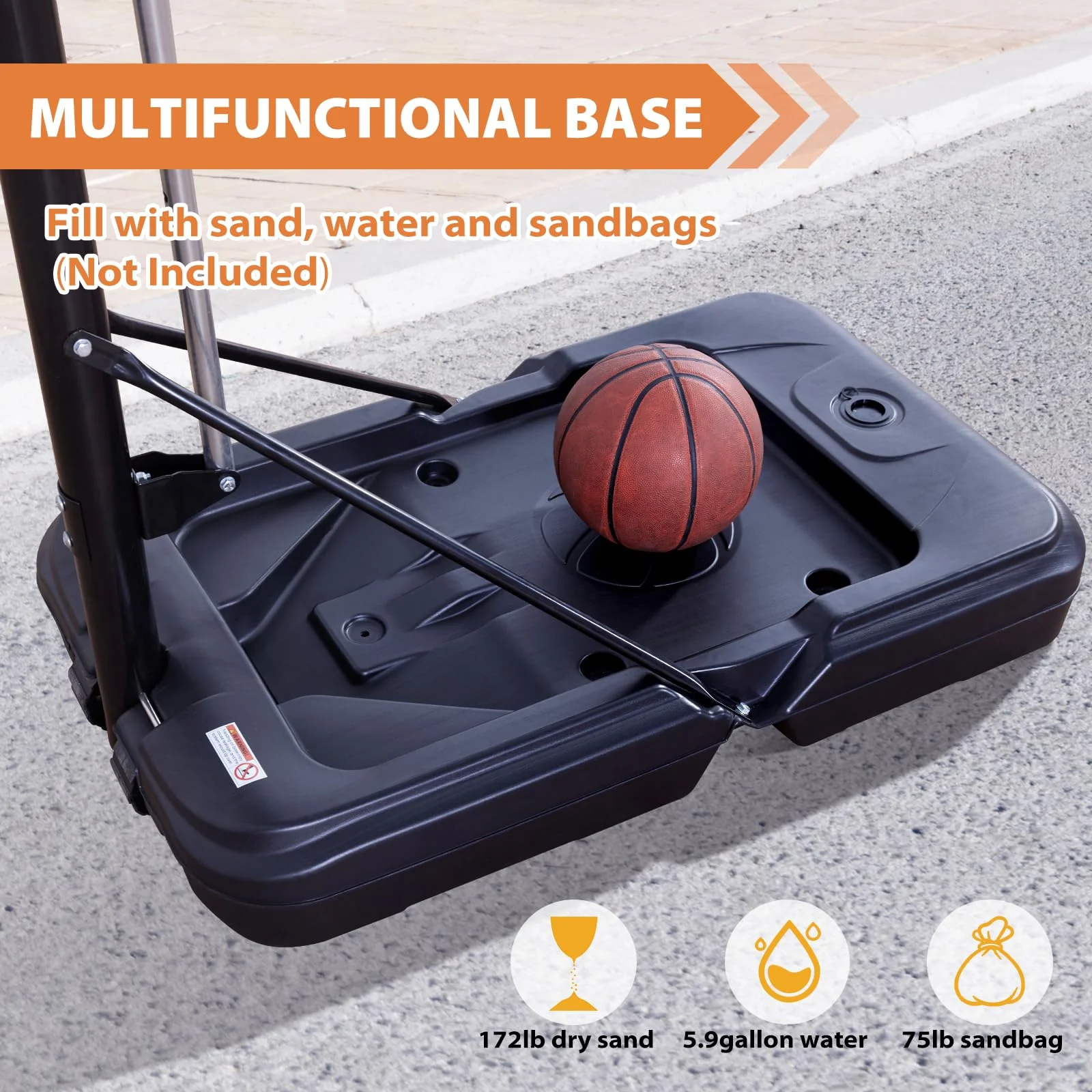 AWII SPORT Portable Basketball Hoop, Adjustable 4.8-10FT, Shatterproof 44" Backboard, Outdoor Use