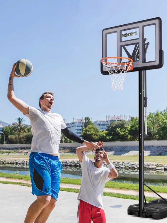 AWII SPORT Portable Basketball Hoop, Adjustable 4.8-10FT, Shatterproof 44" Backboard, Outdoor Use