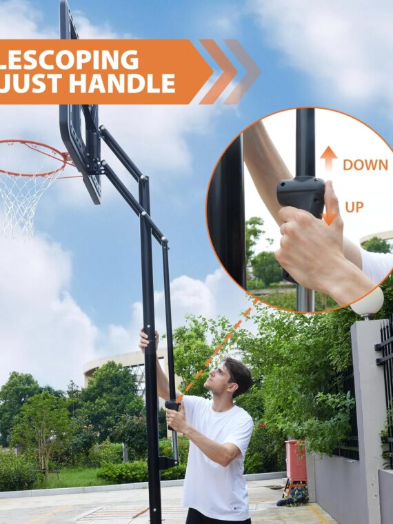 AWII SPORT Portable Basketball Hoop, Adjustable 4.8-10FT, Shatterproof 44" Backboard, Outdoor Use