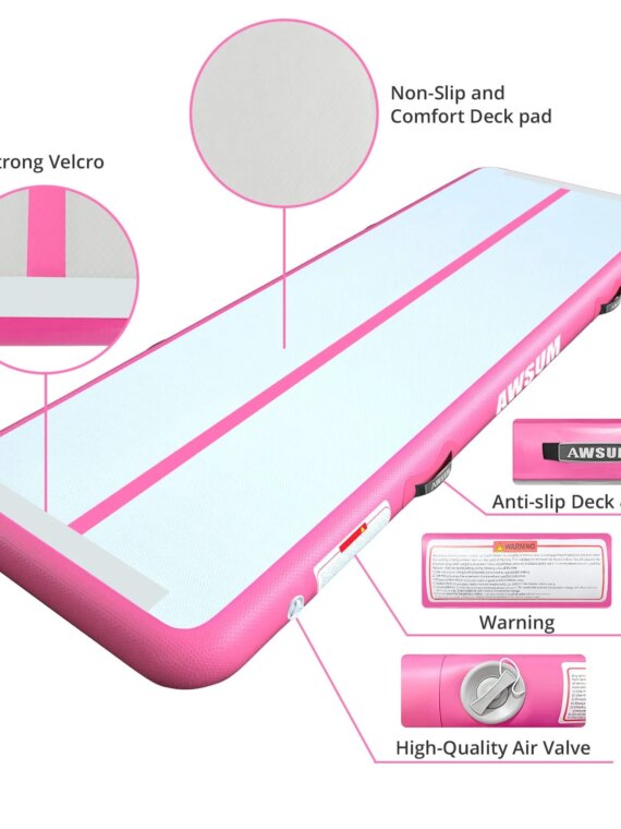 AWSUM 10ft Inflatable Gymnastics Tumbling Mat, Eco-Friendly PVC, Includes Air Pump