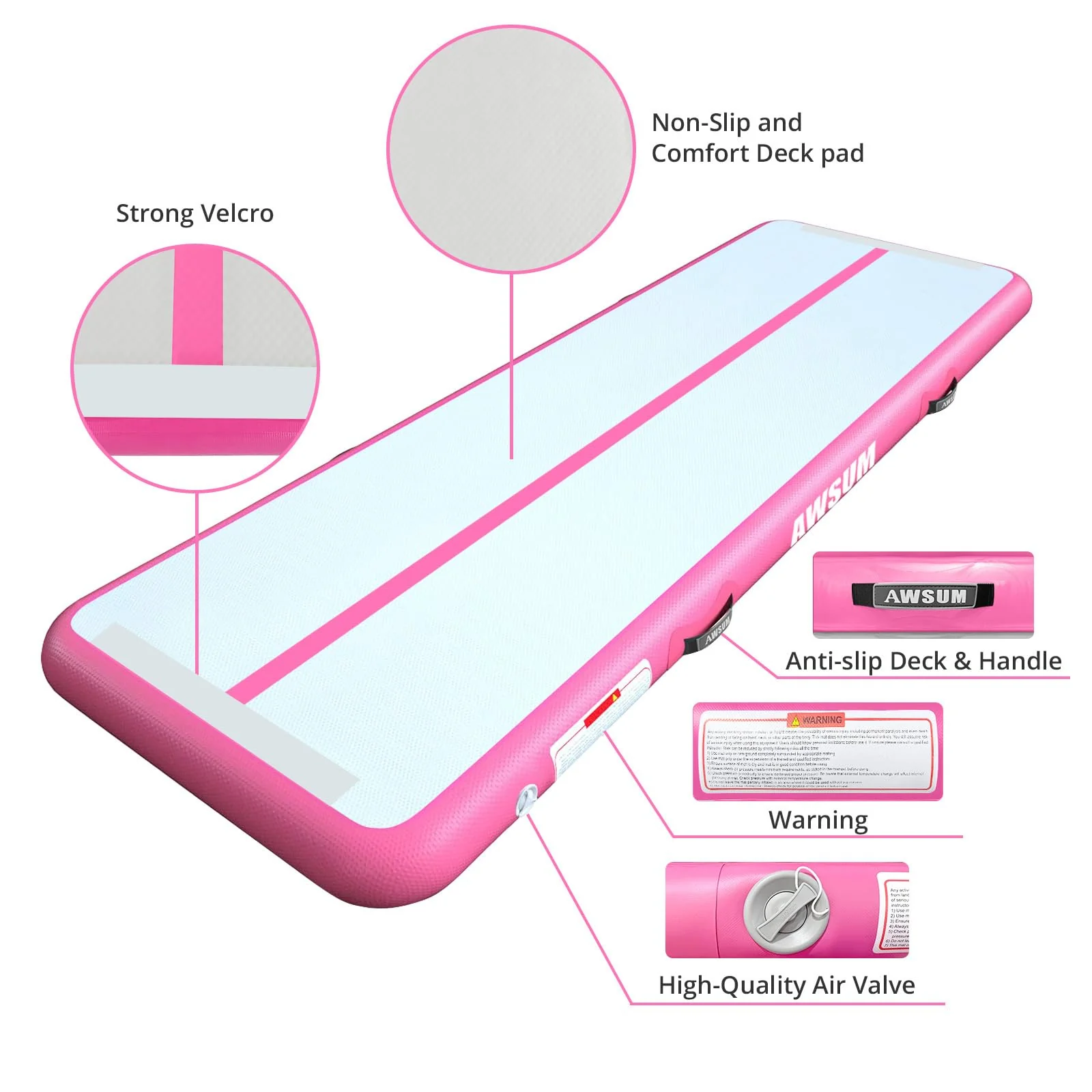 AWSUM 10ft Inflatable Gymnastics Tumbling Mat, Eco-Friendly PVC, Includes Air Pump