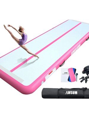 AWSUM 10ft Inflatable Gymnastics Tumbling Mat, Eco-Friendly PVC, Includes Air Pump