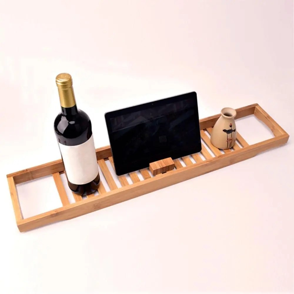 Bamboo Bathtub Caddy Tray by [Brand] - Durable, Lightweight, Universal Fit, 27.55", Holds 9 lbs, Stylish Bathroom Accessory