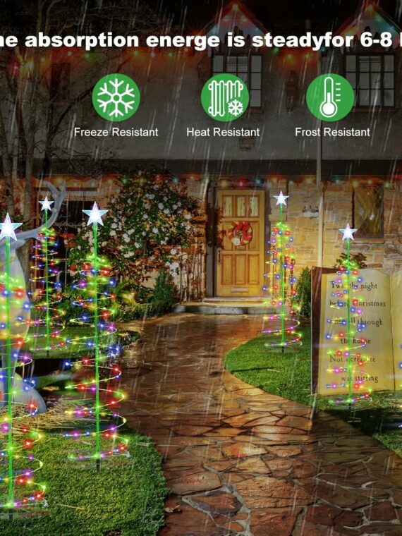 Baquler Multicolor Solar Christmas Tree Lights, 6-Pack, 3 ft, 8 Modes, Waterproof, for Outdoor Pathway, Yard, Patio Decorations
