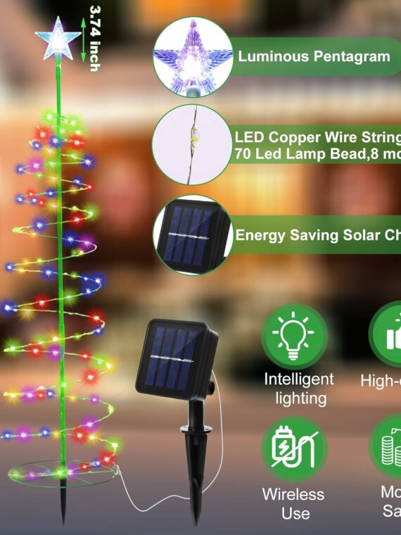 Baquler Multicolor Solar Christmas Tree Lights, 6-Pack, 3 ft, 8 Modes, Waterproof, for Outdoor Pathway, Yard, Patio Decorations