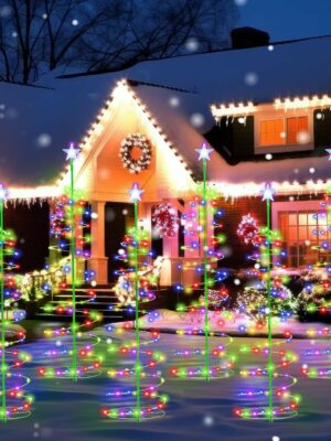 Baquler Multicolor Solar Christmas Tree Lights, 6-Pack, 3 ft, 8 Modes, Waterproof, for Outdoor Pathway, Yard, Patio Decorations