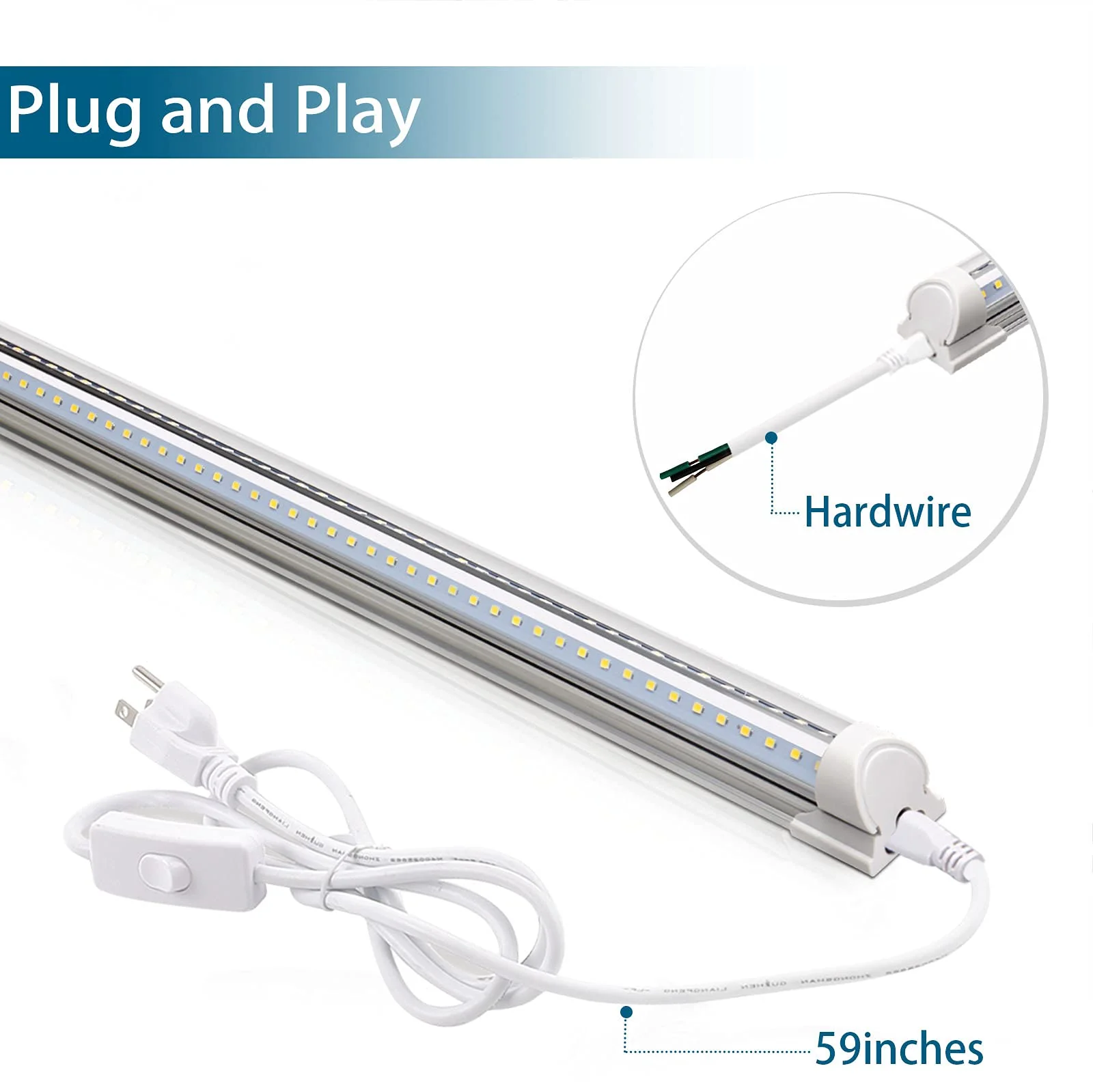 Barrina 8FT LED Shop Light 10-Pack, 72W 9000LM 5000K Daylight, Energy Efficient, Linkable, Garage Lighting