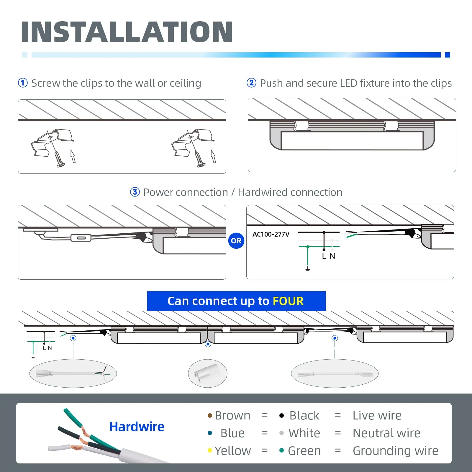 Barrina 8FT LED Shop Light 10-Pack, 72W 9000LM 5000K Daylight, Energy Efficient, Linkable, Garage Lighting