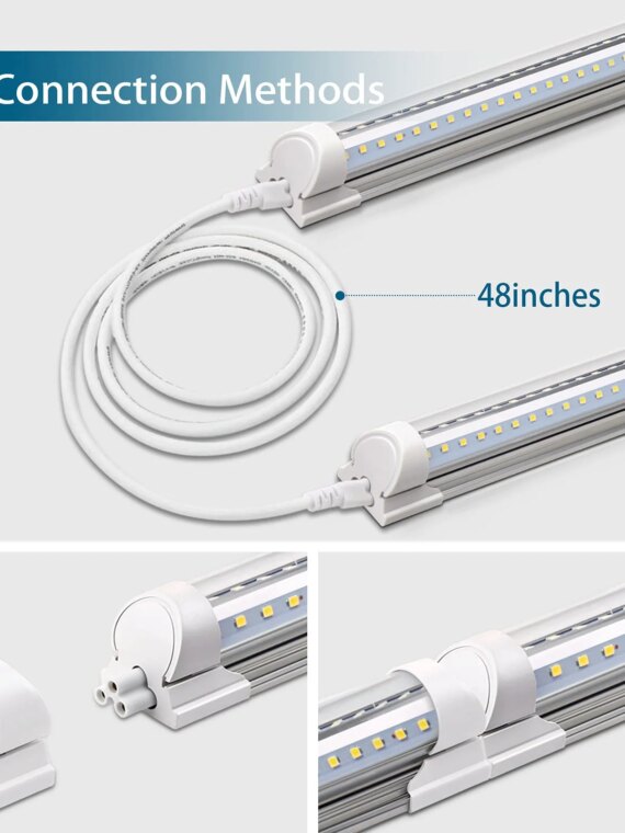 Barrina 8FT LED Shop Light 10-Pack, 72W 9000LM 5000K Daylight, Energy Efficient, Linkable, Garage Lighting