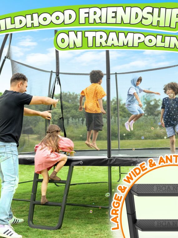 BCAN 14FT Recreational Trampoline with Safety Enclosure, ASTM Certified, 450 lbs Capacity, Easy Setup, Rust-Resistant Frame