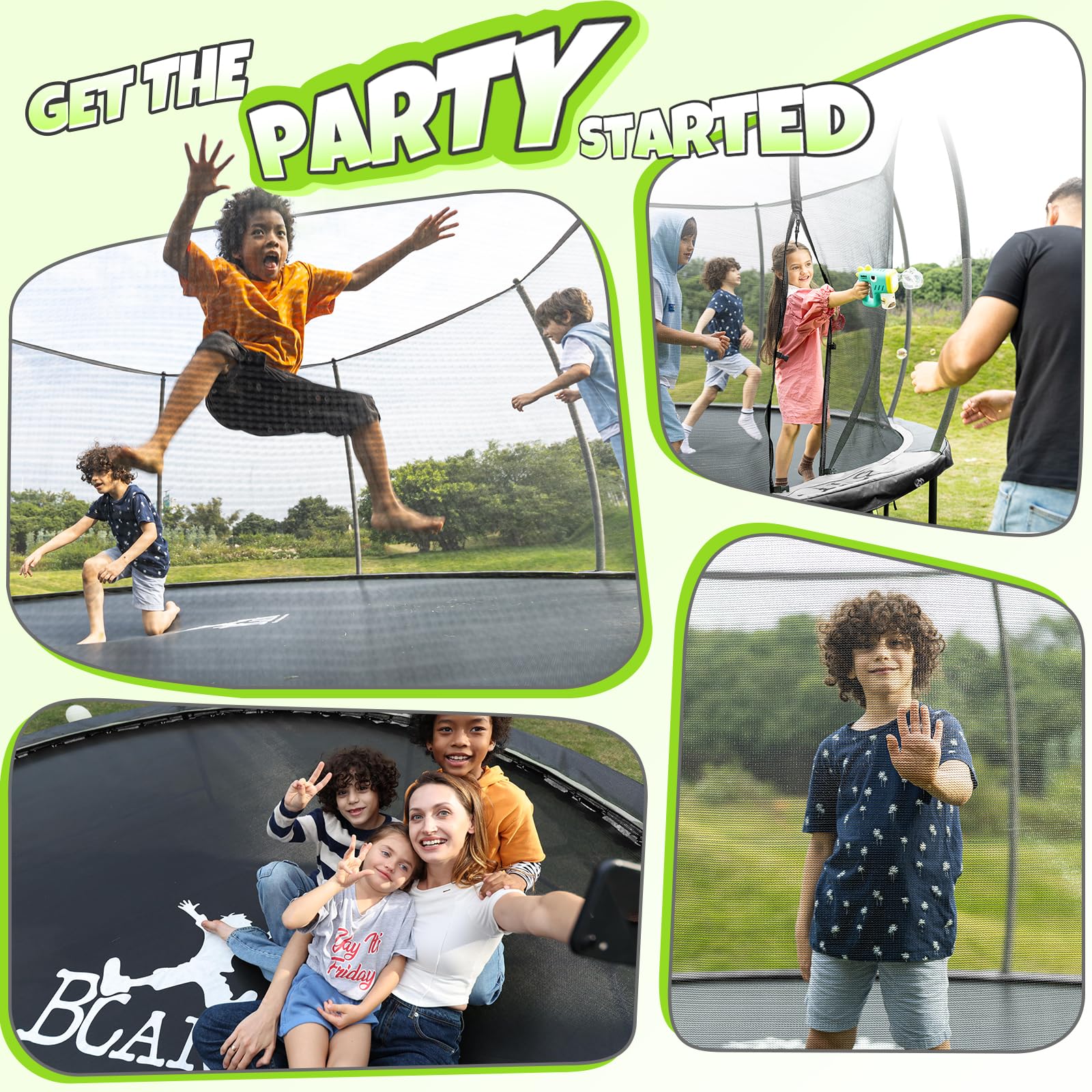 BCAN 14FT Recreational Trampoline with Safety Enclosure, ASTM Certified, 450 lbs Capacity, Easy Setup, Rust-Resistant Frame
