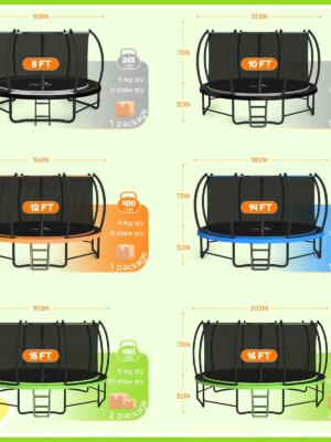 BCAN 14FT Recreational Trampoline with Safety Enclosure, ASTM Certified, 450 lbs Capacity, Easy Setup, Rust-Resistant Frame