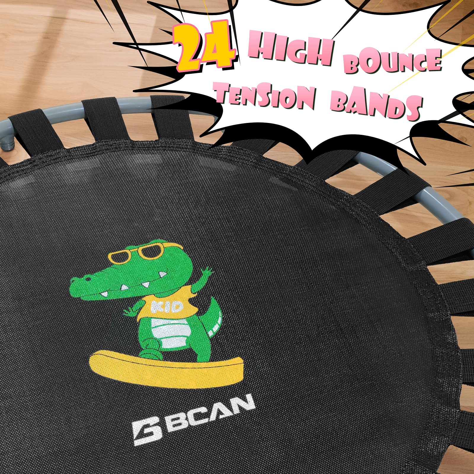 BCAN 36" Mini Folding Toddler Trampoline with Adjustable Handlebar, Ages 1-6, Indoor Play, Safety Features