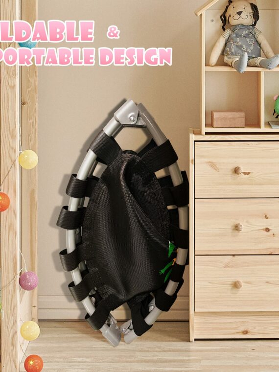 BCAN 36" Mini Folding Toddler Trampoline with Adjustable Handlebar, Ages 1-6, Indoor Play, Safety Features
