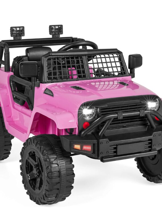 Best Choice Products 12V Kids Ride On Truck Car with Remote Control, LED Headlights, and AUX Outlet