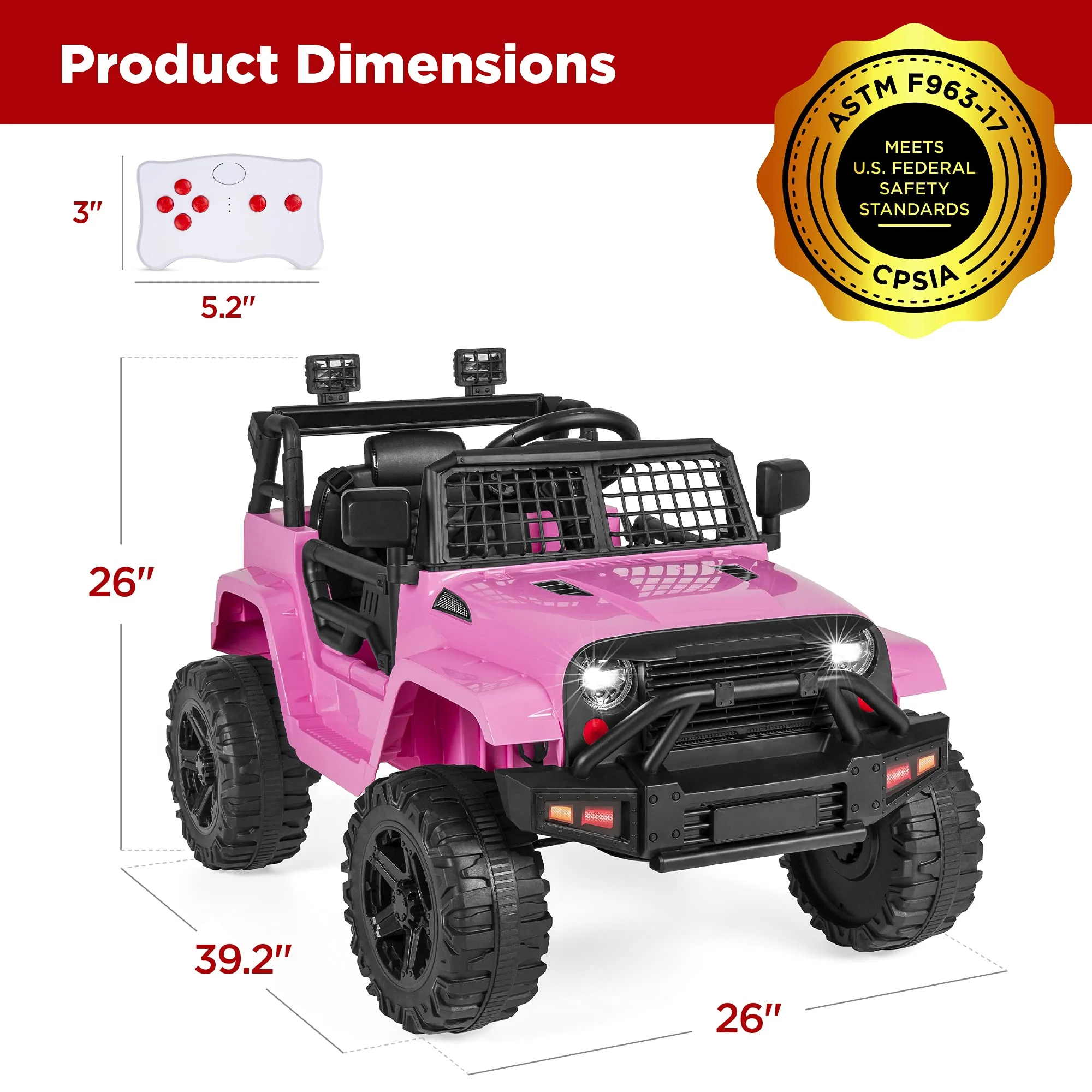 Best Choice Products 12V Kids Ride On Truck Car with Remote Control, LED Headlights, and AUX Outlet