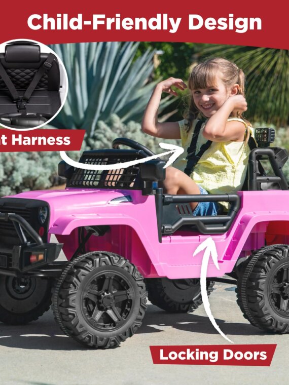 Best Choice Products 12V Kids Ride On Truck Car with Remote Control, LED Headlights, and AUX Outlet