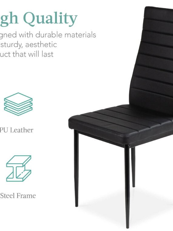Best Choice Products 5-Piece Glass Dining Set, Black, Modern Table & Faux Leather Chairs
