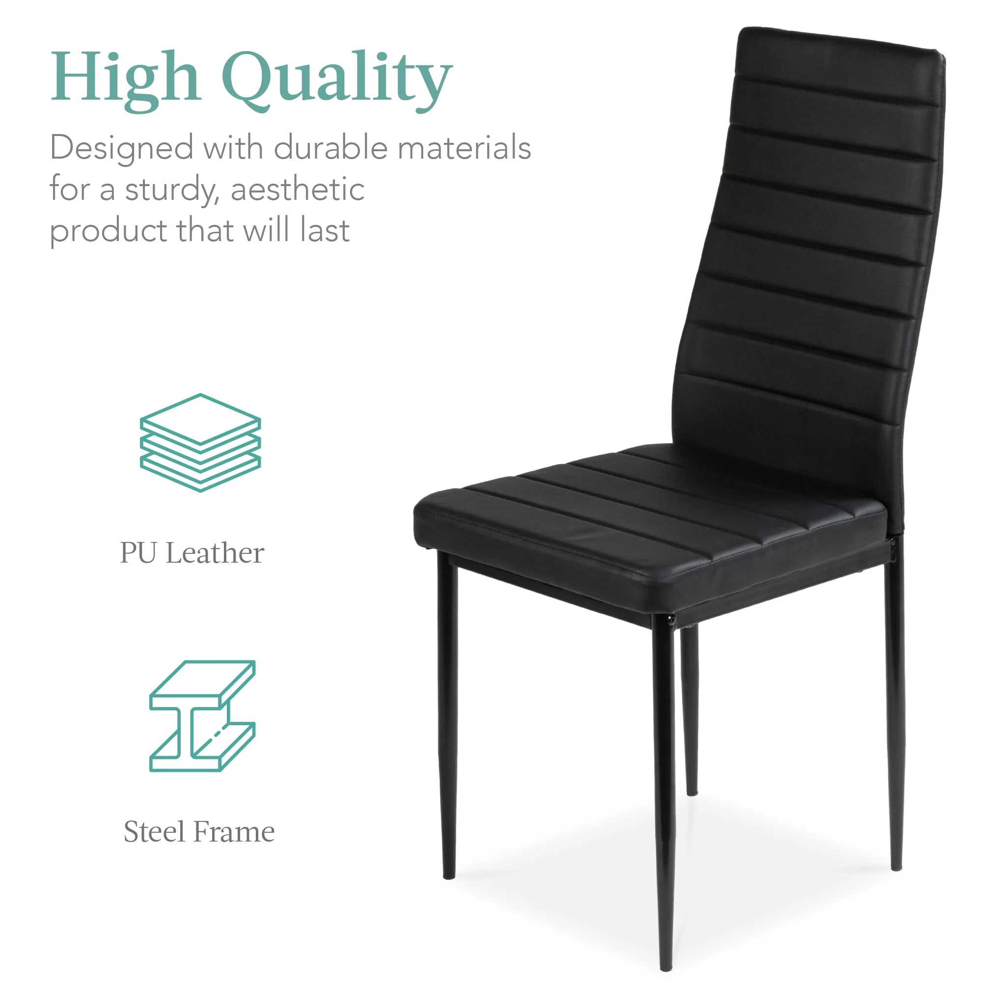 Best Choice Products 5-Piece Glass Dining Set, Black, Modern Table & Faux Leather Chairs