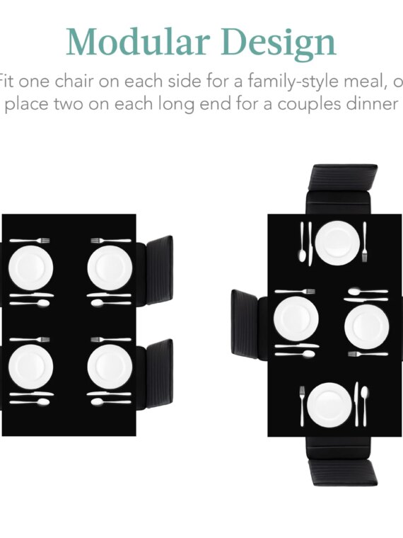 Best Choice Products 5-Piece Glass Dining Set, Black, Modern Table & Faux Leather Chairs