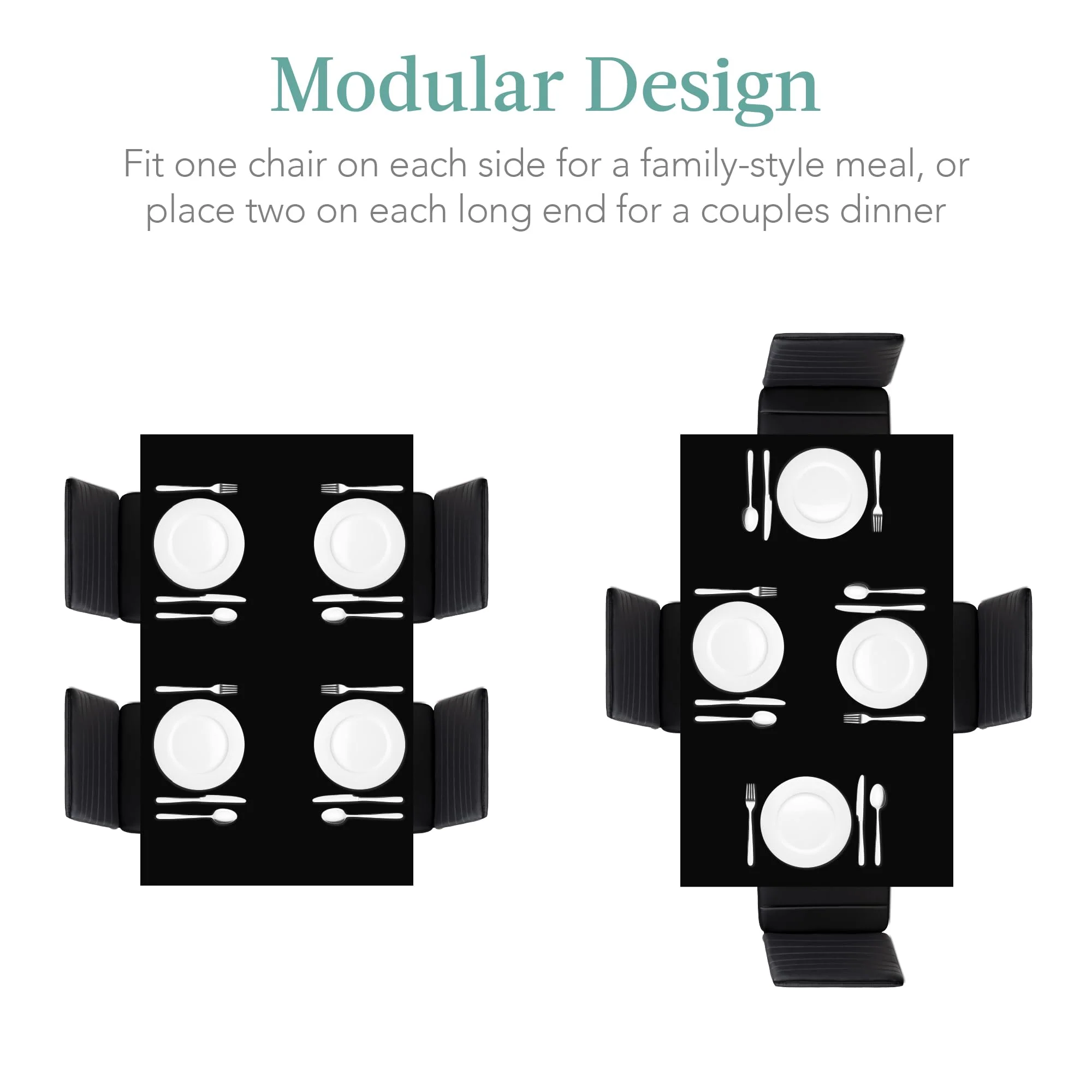 Best Choice Products 5-Piece Glass Dining Set, Black, Modern Table & Faux Leather Chairs