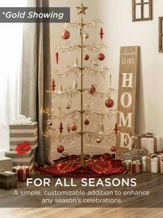 Best Choice Products 6ft Black Wrought Iron Christmas Ornament Display Tree with Stand