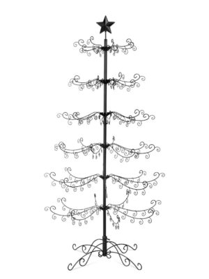 Best Choice Products 6ft Black Wrought Iron Christmas Ornament Display Tree with Stand
