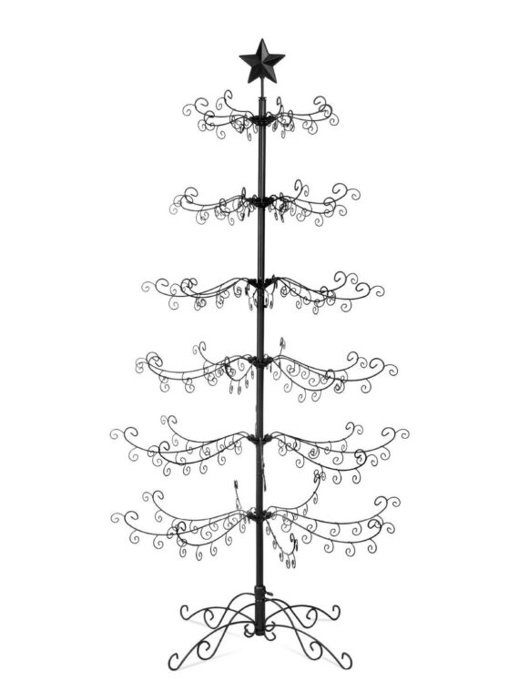 Best Choice Products 6ft Black Wrought Iron Christmas Ornament Display Tree with Stand