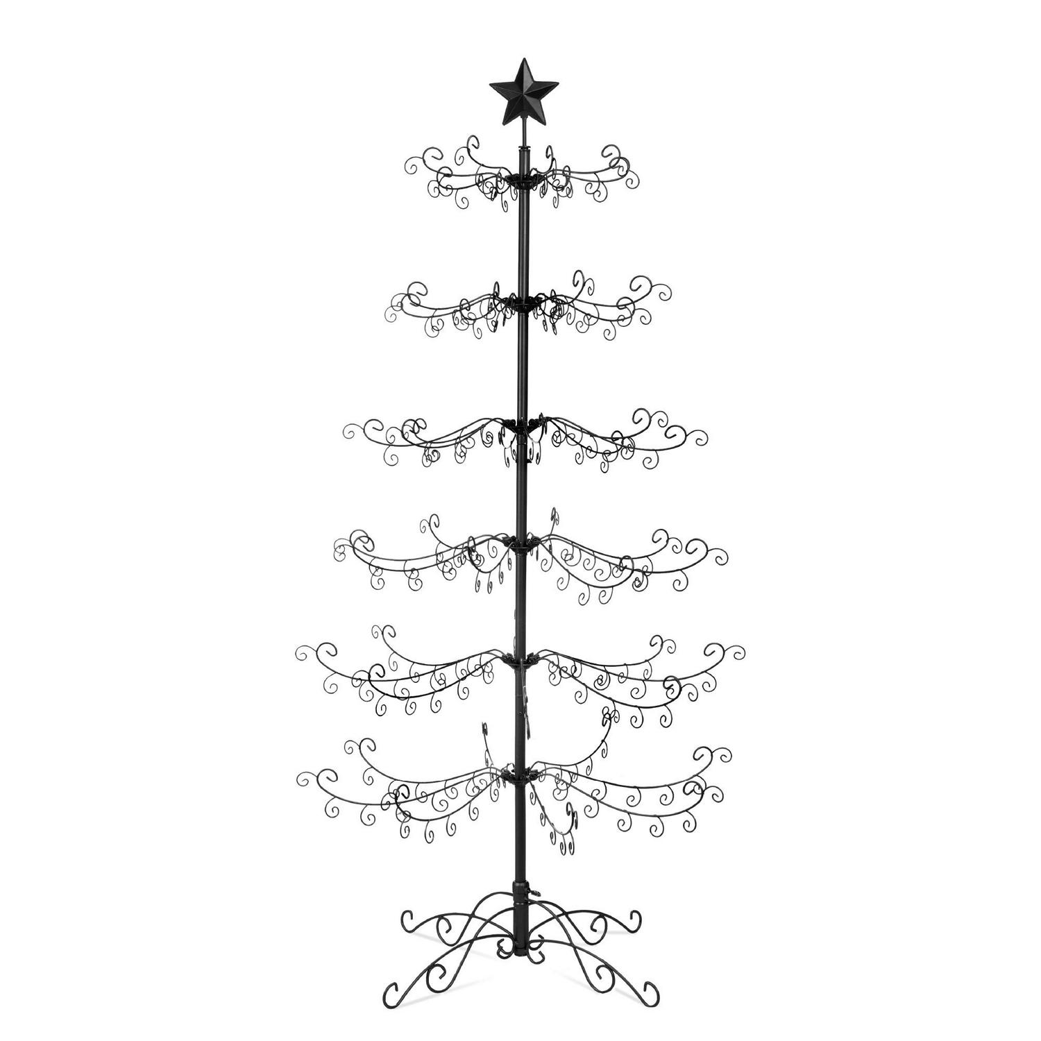 Best Choice Products 6ft Black Wrought Iron Christmas Ornament Display Tree with Stand