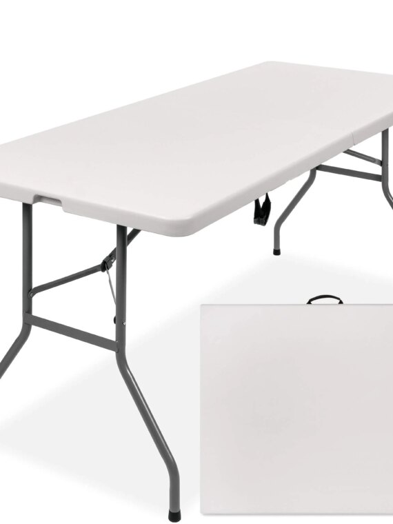 Best Choice Products 6ft Heavy-Duty Plastic Folding Table, Indoor/Outdoor, Portable with Steel Legs