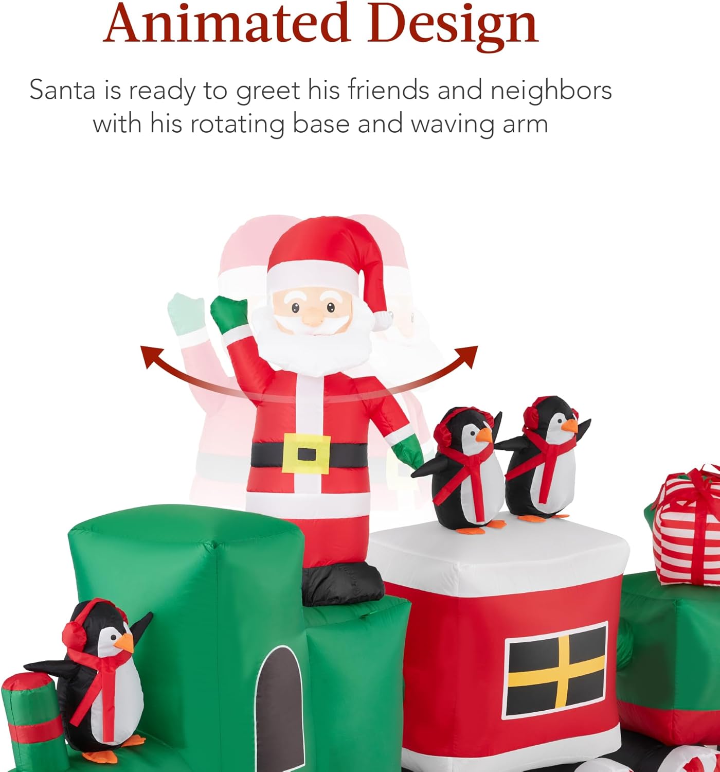 Best Choice Products Inflatable Christmas Train with LED Lights & Animated Santa, 8.5x5ft Outdoor Holiday Decor