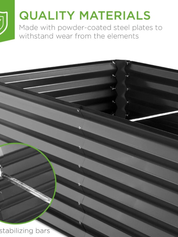 Best Choice Products Outdoor Metal Raised Garden Bed, 6x3x2ft, Tool-Free Assembly, Durable Steel, Open Base