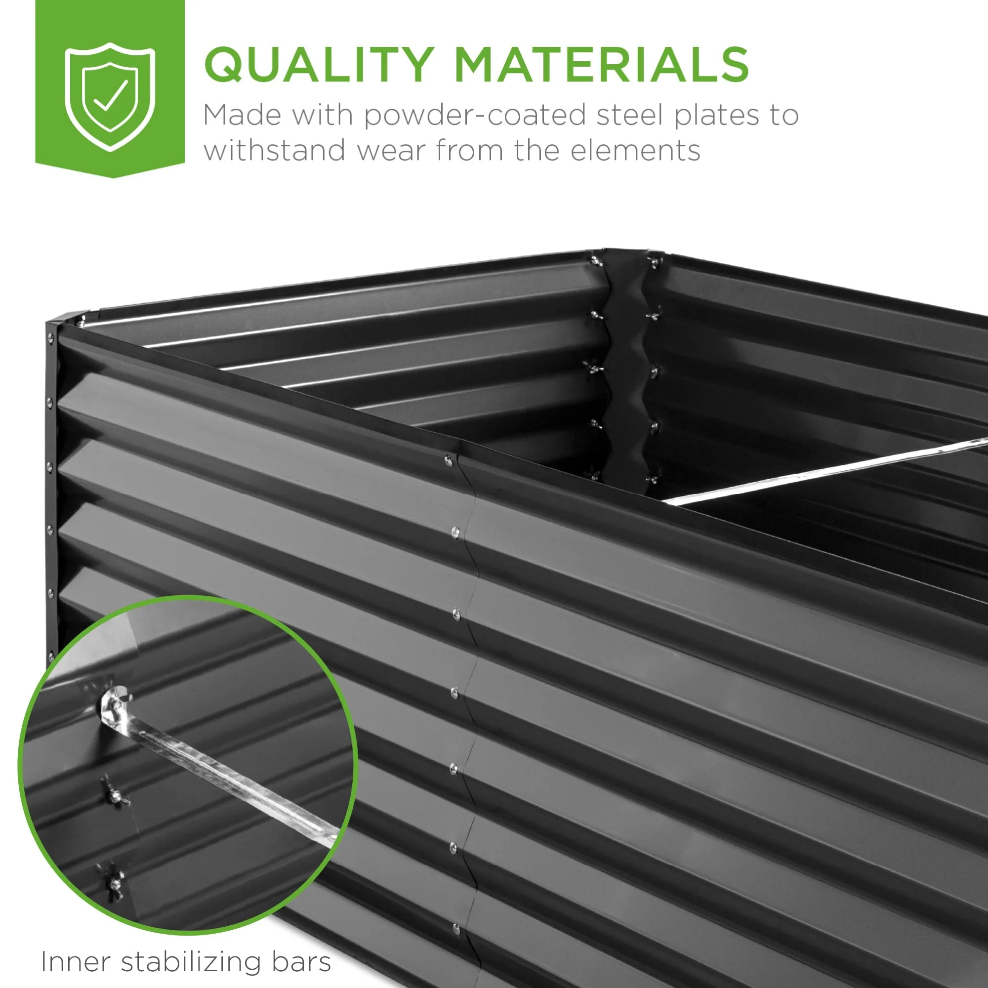 Best Choice Products Outdoor Metal Raised Garden Bed, 6x3x2ft, Tool-Free Assembly, Durable Steel, Open Base