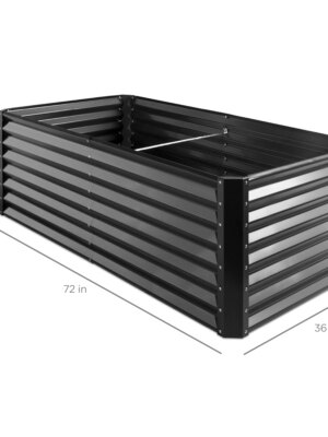 Best Choice Products Outdoor Metal Raised Garden Bed, 6x3x2ft, Tool-Free Assembly, Durable Steel, Open Base
