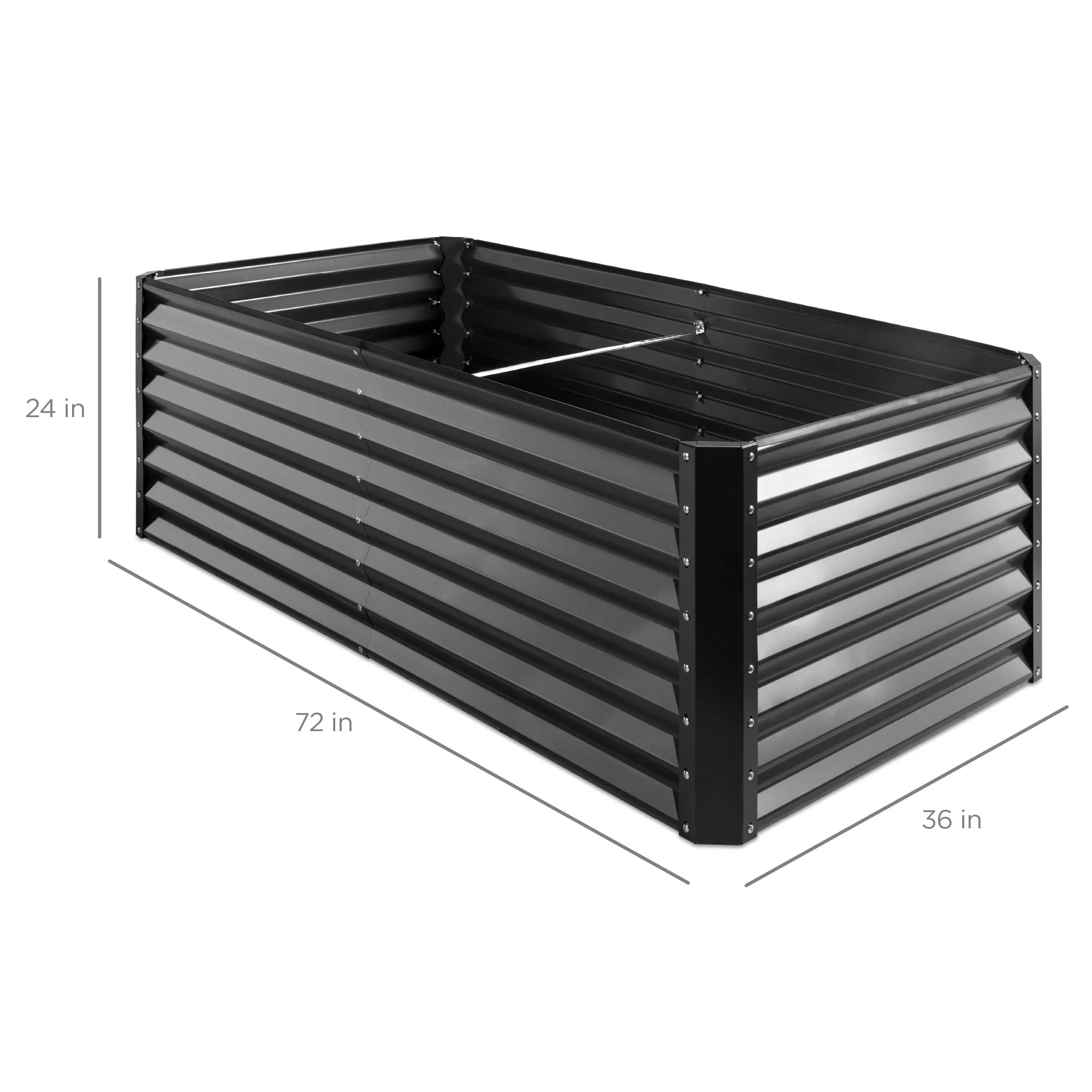 Best Choice Products Outdoor Metal Raised Garden Bed, 6x3x2ft, Tool-Free Assembly, Durable Steel, Open Base