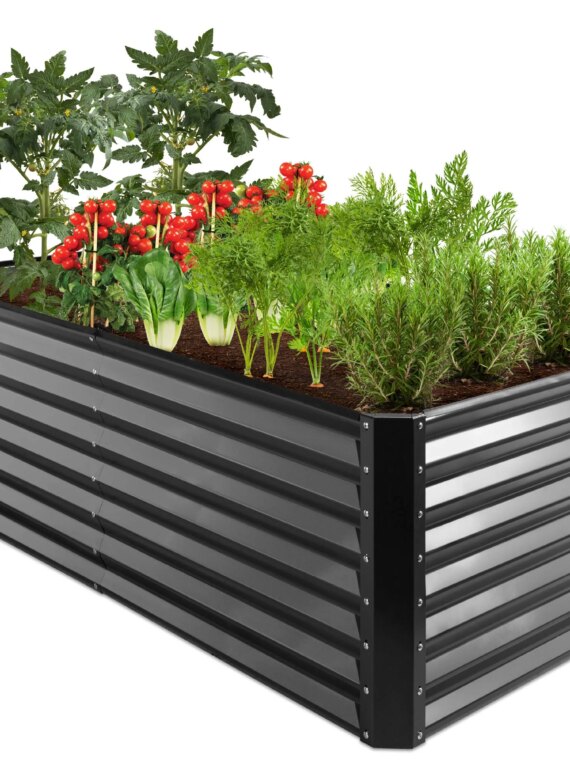 Best Choice Products Outdoor Metal Raised Garden Bed, 6x3x2ft, Tool-Free Assembly, Durable Steel, Open Base