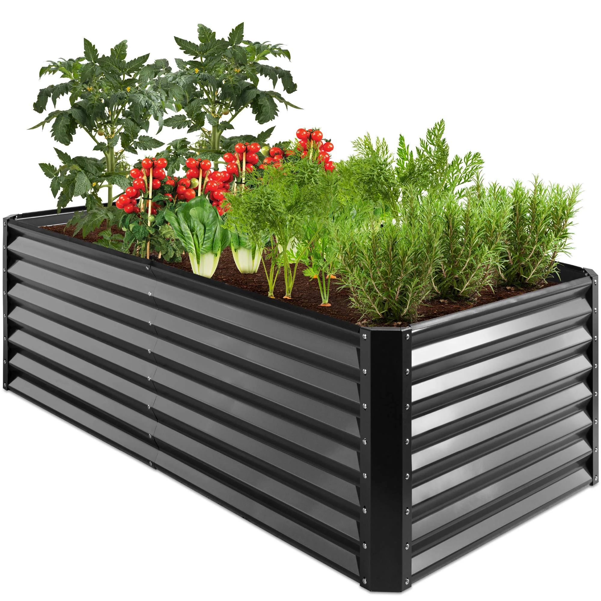 Best Choice Products Outdoor Metal Raised Garden Bed, 6x3x2ft, Tool-Free Assembly, Durable Steel, Open Base