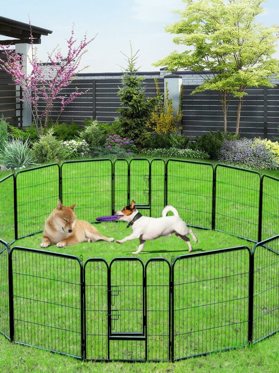 BestPet 40" Metal Dog Playpen, 16 Panels, Indoor/Outdoor, Adjustable & Easy Setup