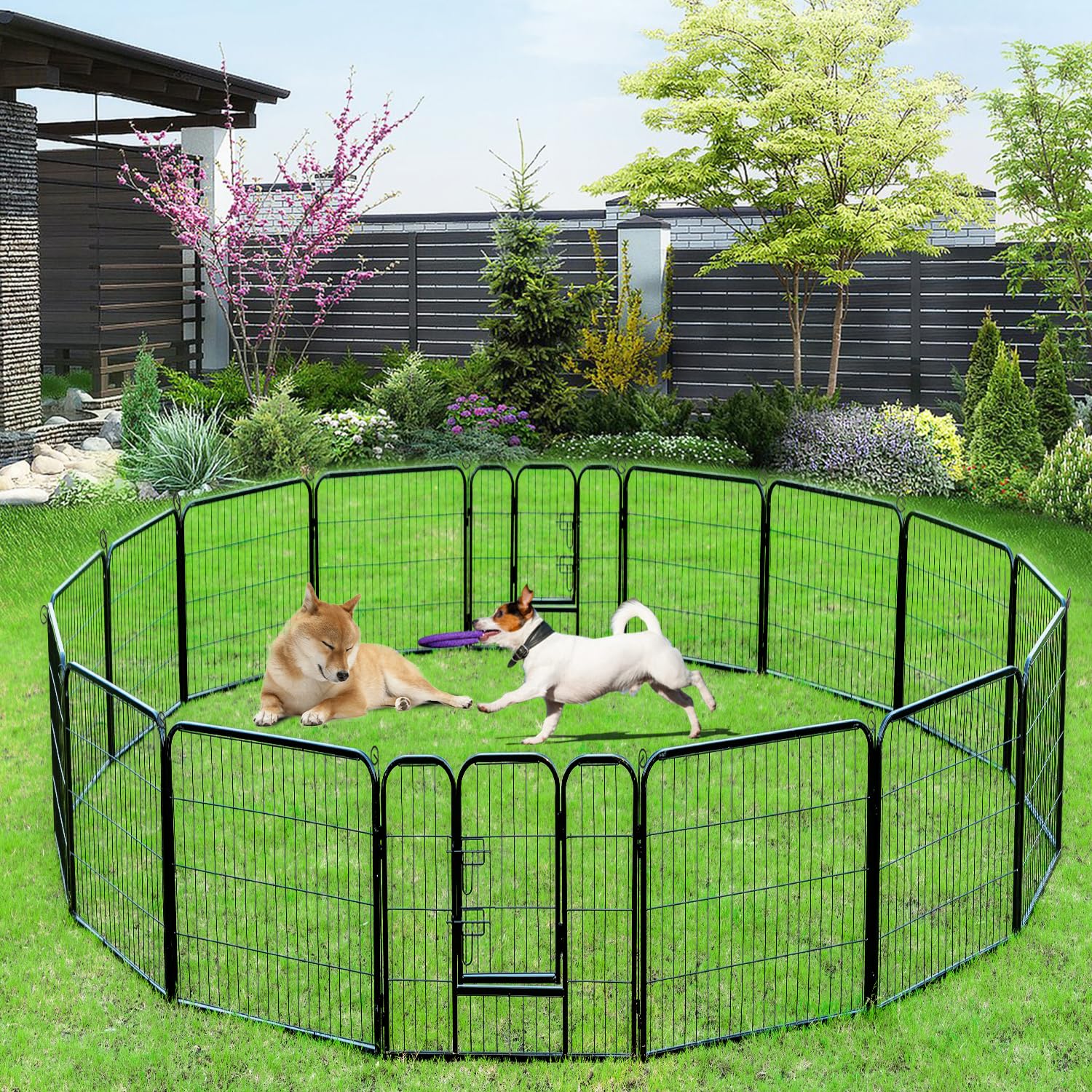 BestPet 40" Metal Dog Playpen, 16 Panels, Indoor/Outdoor, Adjustable & Easy Setup
