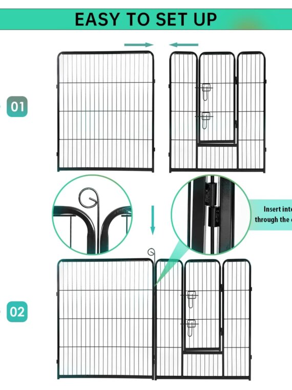 BestPet 40" Metal Dog Playpen, 16 Panels, Indoor/Outdoor, Adjustable & Easy Setup