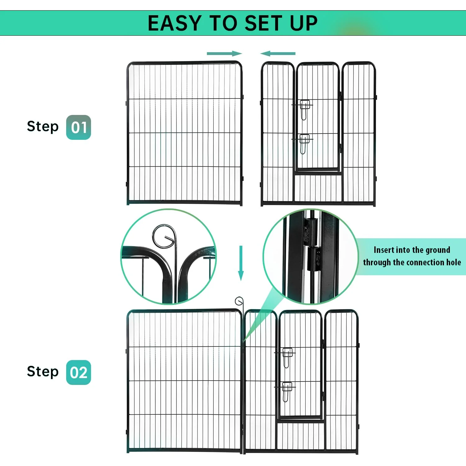 BestPet 40" Metal Dog Playpen, 16 Panels, Indoor/Outdoor, Adjustable & Easy Setup