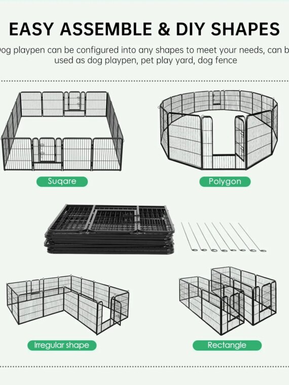 BestPet 40" Metal Dog Playpen, 16 Panels, Indoor/Outdoor, Adjustable & Easy Setup