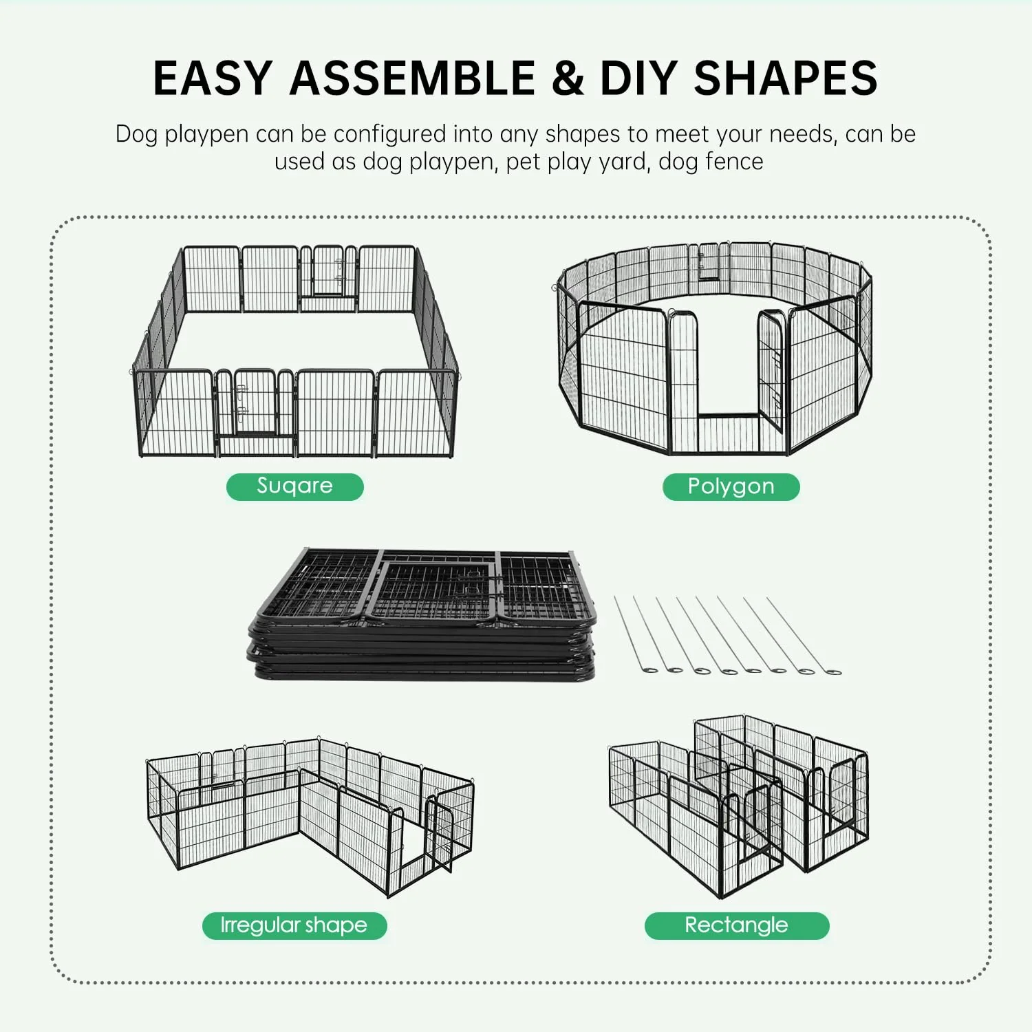 BestPet 40" Metal Dog Playpen, 16 Panels, Indoor/Outdoor, Adjustable & Easy Setup