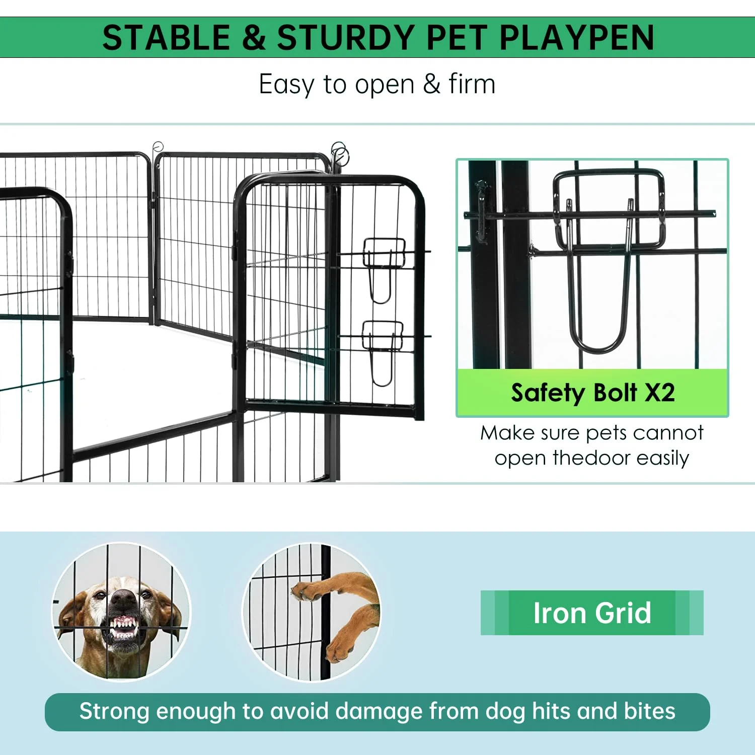 BestPet 40" Metal Dog Playpen, 16 Panels, Indoor/Outdoor, Adjustable & Easy Setup