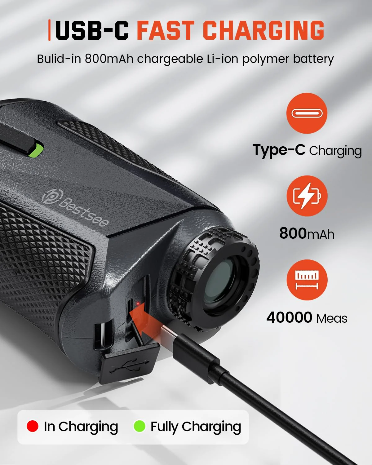 Bestsee Golf Rangefinder with Slope, 1200 Yards, High Accuracy, Flagpole Lock, USB-C Rechargeable