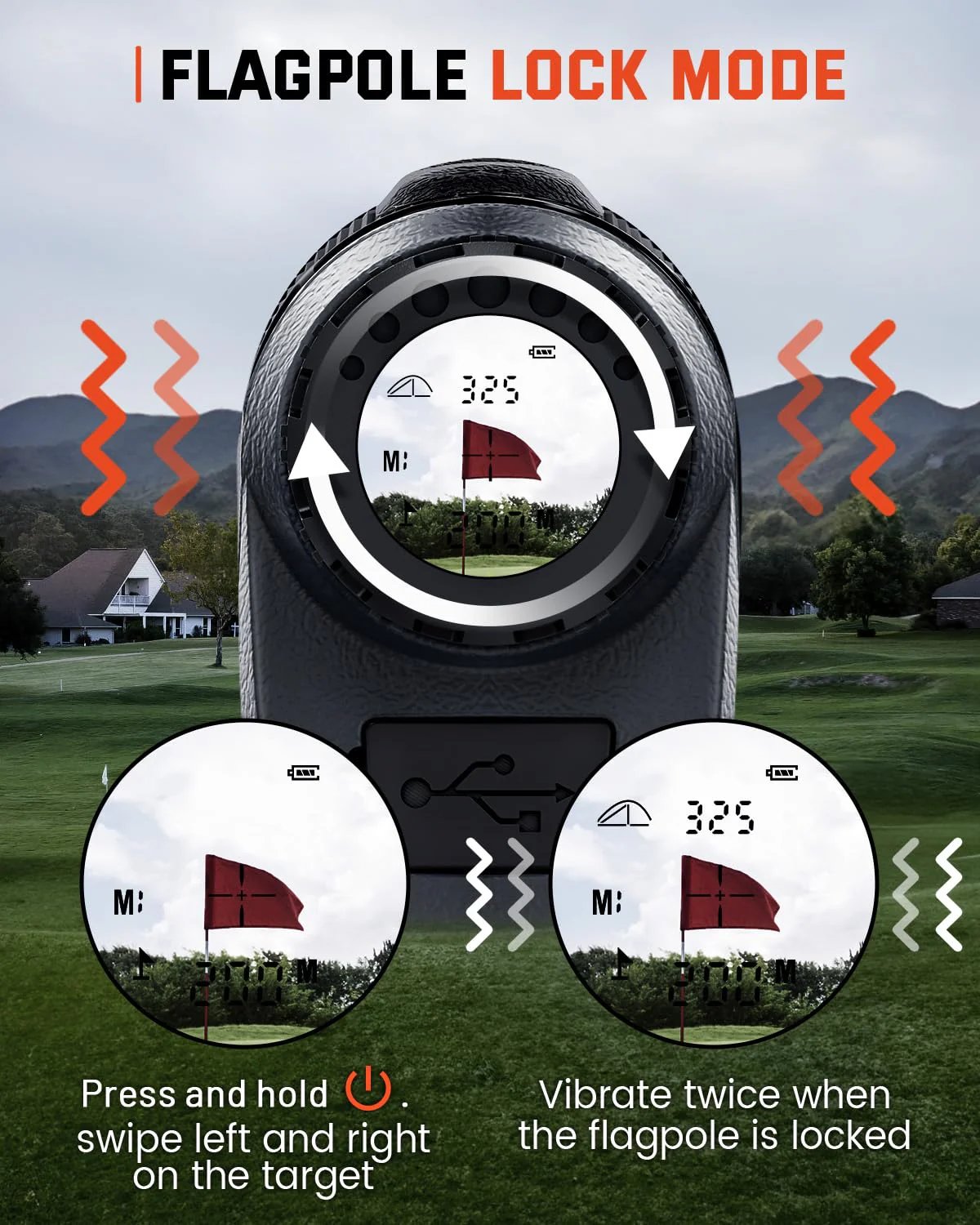Bestsee Golf Rangefinder with Slope, 1200 Yards, High Accuracy, Flagpole Lock, USB-C Rechargeable