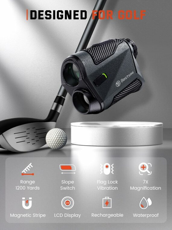 Bestsee Golf Rangefinder with Slope, 1200 Yards, High Accuracy, Flagpole Lock, USB-C Rechargeable