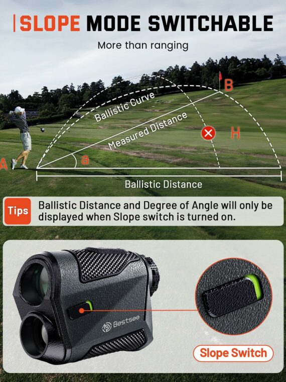 Bestsee Golf Rangefinder with Slope, 1200 Yards, High Accuracy, Flagpole Lock, USB-C Rechargeable